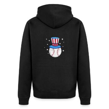 Baseballspieler Trainer 4. Juli US Patriotische - Unisex Premium Bio Zip Hoodie - Schwarz - Hinten - Nico (187cm)