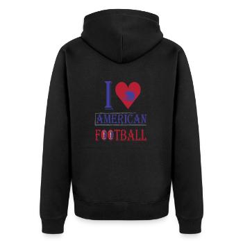 FoundLux, I LOVE AMERICAN FOOTBALL - Unisex Premium Bio Zip Hoodie - Schwarz - Hinten - Nico (187cm)