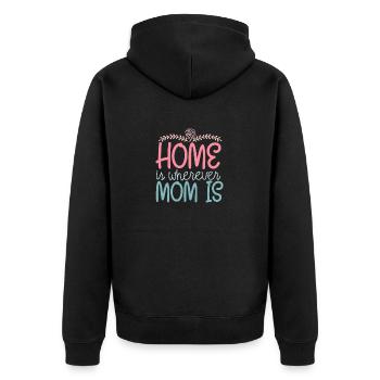 Douce fête des mères - La maison est là où maman est - Veste à capuche bio Premium Unisexe - noir - Dos - Nico (187cm)
