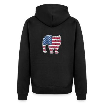 Englische Bulldogge 4. Juli Patriotischer Hund - Unisex Premium Bio Zip Hoodie - Schwarz - Hinten - Nico (187cm)