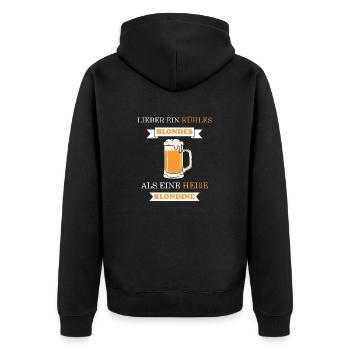 LIEBER EIN KÜHLES BLONDES ALS EINE HEIßE BLONDINE - Unisex Premium Bio Zip Hoodie - Schwarz - Hinten - Nico (187cm)