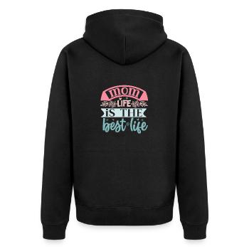 Mama Life ist das beste Leben - Muttertag - Unisex Premium Bio Zip Hoodie - Schwarz - Hinten - Nico (187cm)