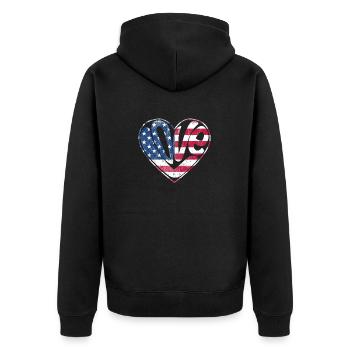 Liebe amerikanische Flagge Herz 4. Juli US-Lieben - Unisex Premium Bio Zip Hoodie - Schwarz - Hinten - Nico (187cm)