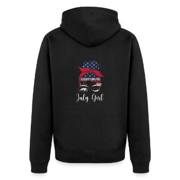 July Girl Wink Eye American Flag July 4 - Unisex Premium Organic Zip Hoodie - black - Back - Nico (187cm)