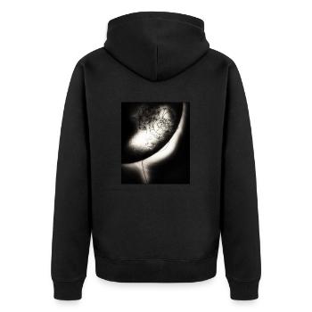 Frau Kunst - Unisex Premium Bio Zip Hoodie - Schwarz - Hinten - Nico (187cm)