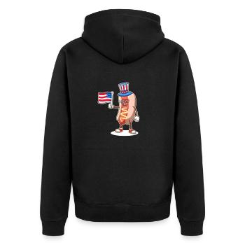Hotdog-Sonnenbrille amerikanische Flagge USA - Unisex Premium Bio Zip Hoodie - Schwarz - Hinten - Nico (187cm)