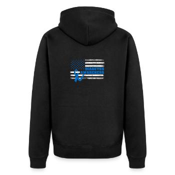 Type 1 Diabetes Awareness American US Flag Blue - Unisex Premium Organic Zip Hoodie - black - Back - Nico (187cm)