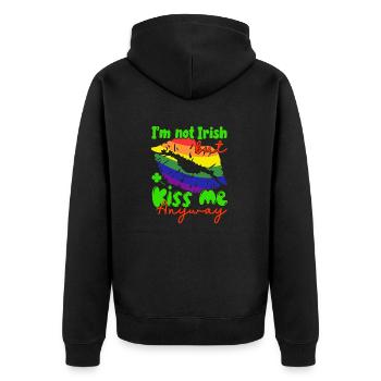 Ich bin kein Ire, aber küss mich. LGBT (Homosexuelle - Unisex Premium Bio Zip Hoodie - Schwarz - Hinten - Nico (187cm)