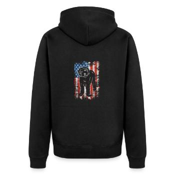 Labradoodle 4. Juli Patriotische amerikanische US - Unisex Premium Bio Zip Hoodie - Schwarz - Hinten - Nico (187cm)