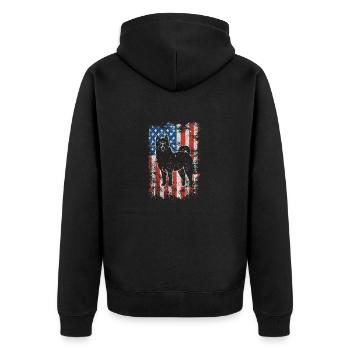 Akita 4. Juli Patriotisch Amerikanische USA Flagge - Unisex Premium Bio Zip Hoodie - Schwarz - Hinten - Nico (187cm)