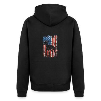 Windhund 4. Juli Patriotisch Amerikanisch USA Flag - Unisex Premium Bio Zip Hoodie - Schwarz - Hinten - Nico (187cm)