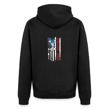 July 4 U.S. Flag Cheer Dad Patriotic Daddy Father - Unisex Premium Organic Zip Hoodie - black - Back - Nico (187cm)