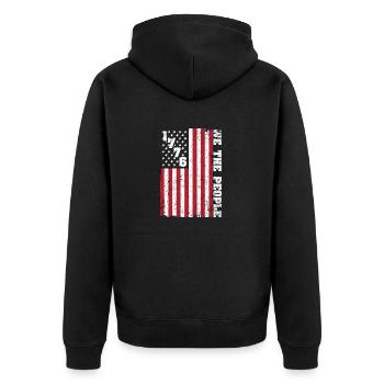 1776 Wir Das Volk Patriotisch Amerikanische - Unisex Premium Bio Zip Hoodie - Schwarz - Hinten - Nico (187cm)
