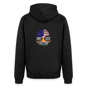 Amerikanische Flagge Indisch Indien Wurzeln Punjab - Unisex Premium Bio Zip Hoodie - Schwarz - Hinten - Nico (187cm)