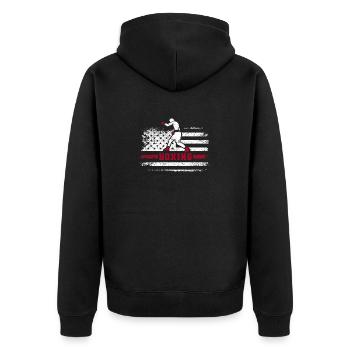 Retro American Boxing Apparel US Flag Boxer - Unisex Premium Bio Zip Hoodie - Schwarz - Hinten - Nico (187cm)