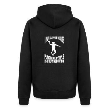Handballfan Handball Handballspieler Handballteam - Unisex Premium Bio Zip Hoodie - Schwarz - Hinten - Nico (187cm)