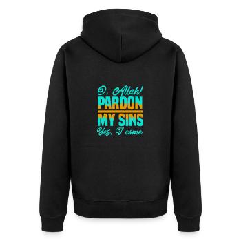 PARDON MY SINS YES I COME - Unisex Premium Organic Zip Hoodie - black - Back - Nico (187cm)