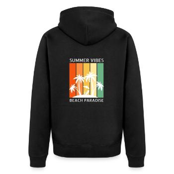 Ambiance estivale - Palmiers, Soleil, État, Été - Veste à capuche bio Premium Unisexe - noir - Dos - Nico (187cm)