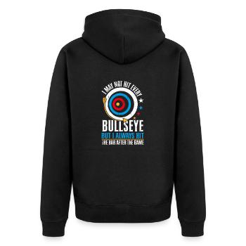 I may not hit every bullseye - Unisex Premium Bio Zip Hoodie - Schwarz - Hinten - Nico (187cm)