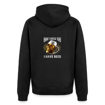 Skelettbier alkoholisches Getränk - Unisex Premium Bio Zip Hoodie - Schwarz - Hinten - Nico (187cm)