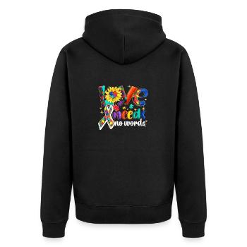 Autismus-Bewusstsein: Liebe braucht keine Worte - Unisex Premium Bio Zip Hoodie - Schwarz - Hinten - Nico (187cm)