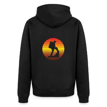 Wandern Bergwanderer Bergwandern Wanderung - Unisex Premium Bio Zip Hoodie - Schwarz - Hinten - Nico (187cm)
