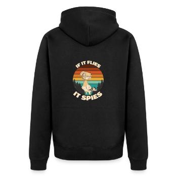 Spionagetaube - Unisex Premium Bio Zip Hoodie - Schwarz - Hinten - Nico (187cm)