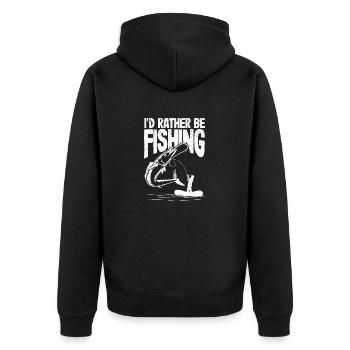 Ich würde lieber Angeln Liebhaber lustig Fischer - Unisex Premium Bio Zip Hoodie - Schwarz - Hinten - Nico (187cm)