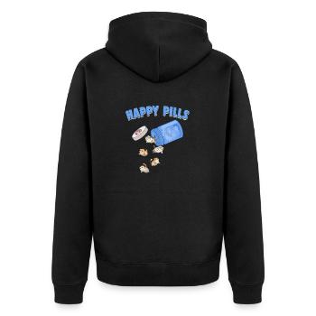 Happy Pills Scottish Fold Cat Funny Kitten Lover - Unisex Premium Bio Zip Hoodie - Schwarz - Hinten - Nico (187cm)