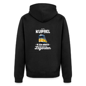 Mit Der Kurbel Helden Legenden GT8 Straßenbahn - Unisex Premium Bio Zip Hoodie - Schwarz - Hinten - Nico (187cm)