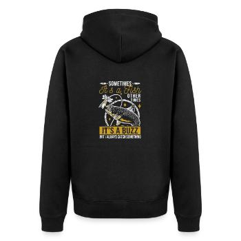 Manchmal ist es ein Fisch Manchmal ist es ein - Unisex Premium Bio Zip Hoodie - Schwarz - Hinten - Nico (187cm)