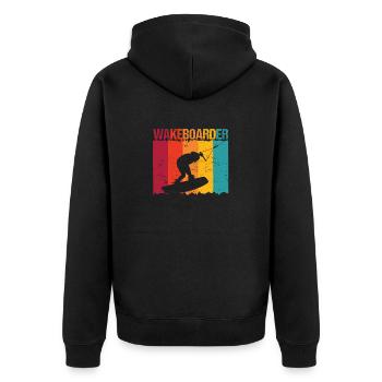 Retro Wassersport Wakeboard Wakeboarding Liebhaber - Unisex Premium Bio Zip Hoodie - Schwarz - Hinten - Nico (187cm)