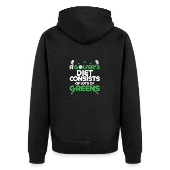 Le régime alimentaire d’un golfeur se compose de beaucoup de greens de golf - Veste à capuche bio Premium Unisexe - noir - Dos - Nico (187cm)