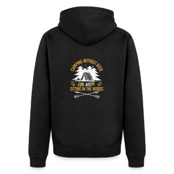Camper sans bière, c’est juste assis dans la forêt à l’extérieur - Veste à capuche bio Premium Unisexe - noir - Dos - Nico (187cm)