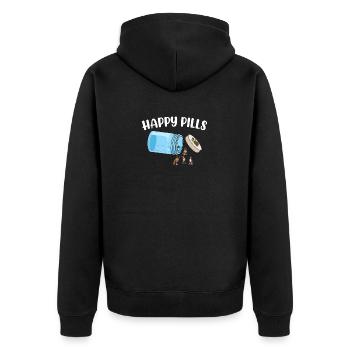Happy Pills Boxer Funny Dog Lover Humor Pet Cool - Unisex Premium Organic Zip Hoodie - black - Back - Nico (187cm)
