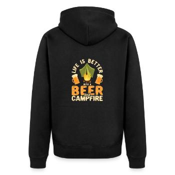 La vie est meilleure avec une bière et un feu de camp - Veste à capuche bio Premium Unisexe - noir - Dos - Nico (187cm)