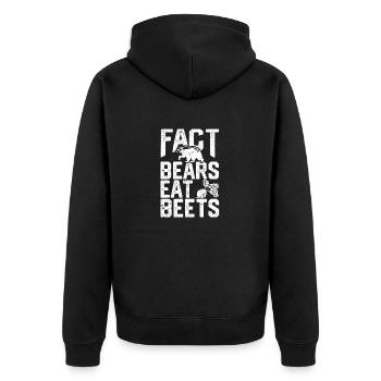 Tatsache Bären essen Rüben Witzig Wandern Camping - Unisex Premium Bio Zip Hoodie - Schwarz - Hinten - Nico (187cm)