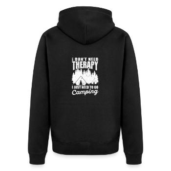 I don't need therapy, I just need to camp - Unisex Premium Organic Zip Hoodie - black - Back - Nico (187cm)