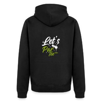 Let's Par Tee Golf Golfing - Unisex Premium Bio Zip Hoodie - Schwarz - Hinten - Nico (187cm)