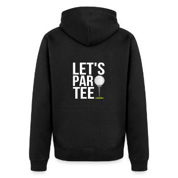 Let's Par Tee Golfing Golf - Unisex Premium Bio Zip Hoodie - Schwarz - Hinten - Nico (187cm)