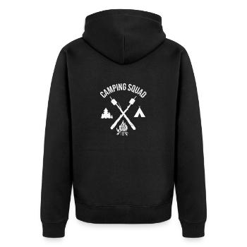 Camping Squad Funny Lagerfeuer Wandern Mountain - Unisex Premium Bio Zip Hoodie - Schwarz - Hinten - Nico (187cm)