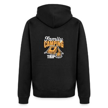Suitable Family Camping Trip Camper Holidays - Unisex Premium Organic Zip Hoodie - black - Back - Nico (187cm)