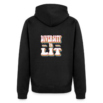 Diversity is Lit - Gen Z Pride Rainbow LGBTQ+ - Unisex Premium Organic Zip Hoodie - black - Back - Nico (187cm)