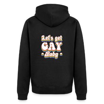 Lasst uns Gay Pride Rainbow LGBTQ+ bekommen - Unisex Premium Bio Zip Hoodie - Schwarz - Hinten - Nico (187cm)