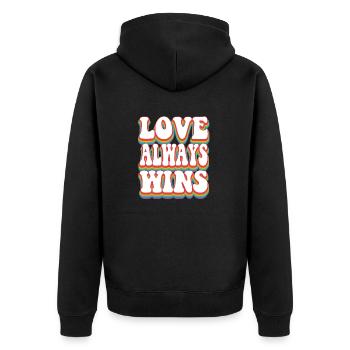 Liebe gewinnt immer Pride Rainbow LGBTQ+ - Unisex Premium Bio Zip Hoodie - Schwarz - Hinten - Nico (187cm)