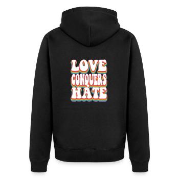 Liebe besiegt Hate Pride Regenbogen LGBTQ+ - Unisex Premium Bio Zip Hoodie - Schwarz - Hinten - Nico (187cm)