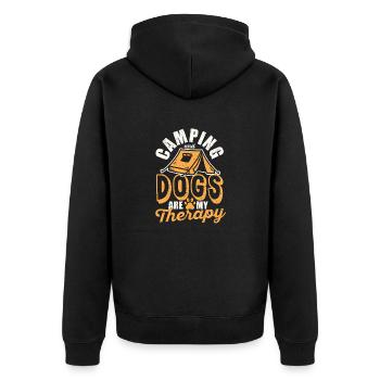 Camping and dogs are my therapy Camp RV Camp - Unisex Premium Organic Zip Hoodie - black - Back - Nico (187cm)
