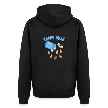 Happy Pills Farm Tier Lustige Alpaka Liebhaber Humor - Unisex Premium Bio Zip Hoodie - Schwarz - Hinten - Nico (187cm)