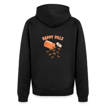 Happy Pills Pferd Lustige Farm Tierliebhaber Humor - Unisex Premium Bio Zip Hoodie - Schwarz - Hinten - Nico (187cm)