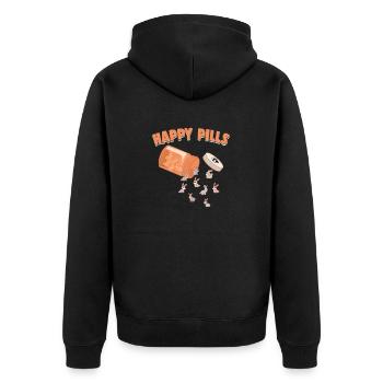 Happy Pills Kaninchen Lustige Farm Tierliebhaber Humor - Unisex Premium Bio Zip Hoodie - Schwarz - Hinten - Nico (187cm)